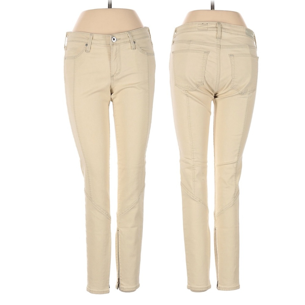 AG Adriano goldschmied The Reagan paneled zipper skinny ivory tan size 27 - Picture 2 of 11